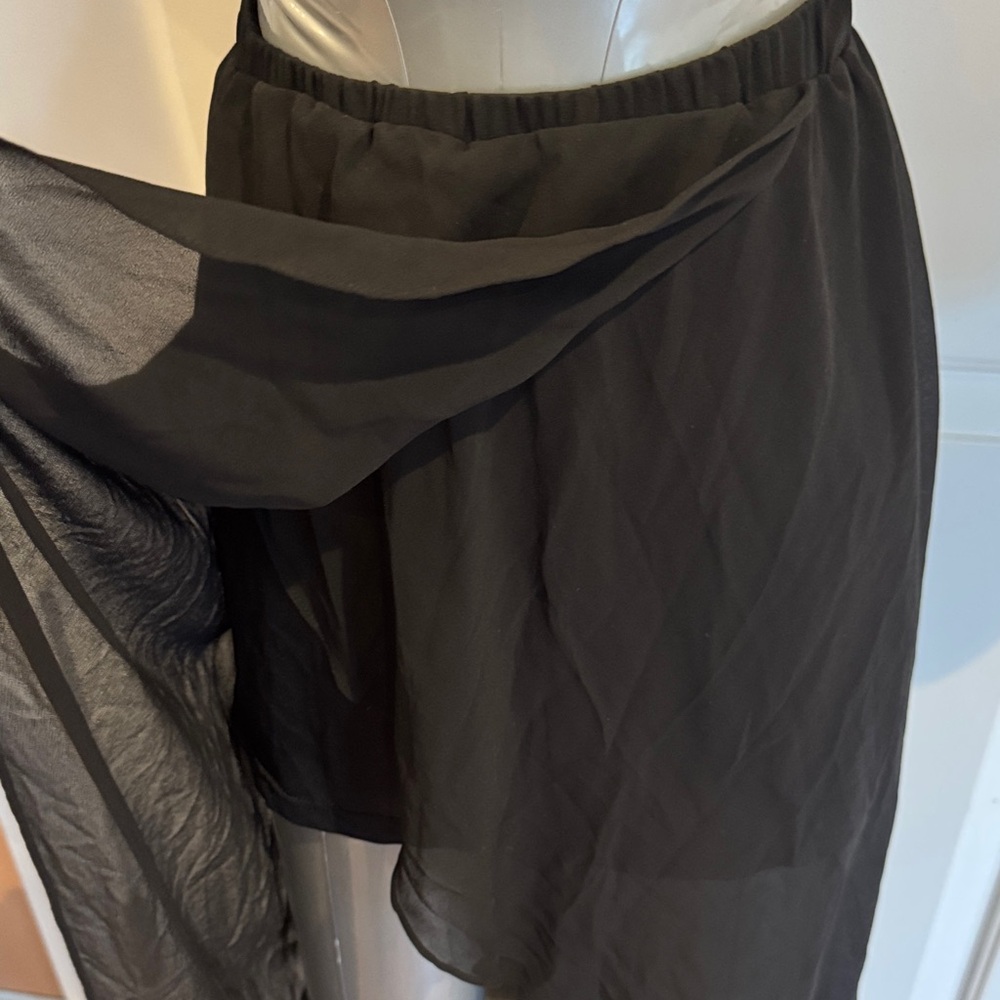 H&M Black sheer High-Low Midi Skirt Sz 2 - Picture 2 of 7
